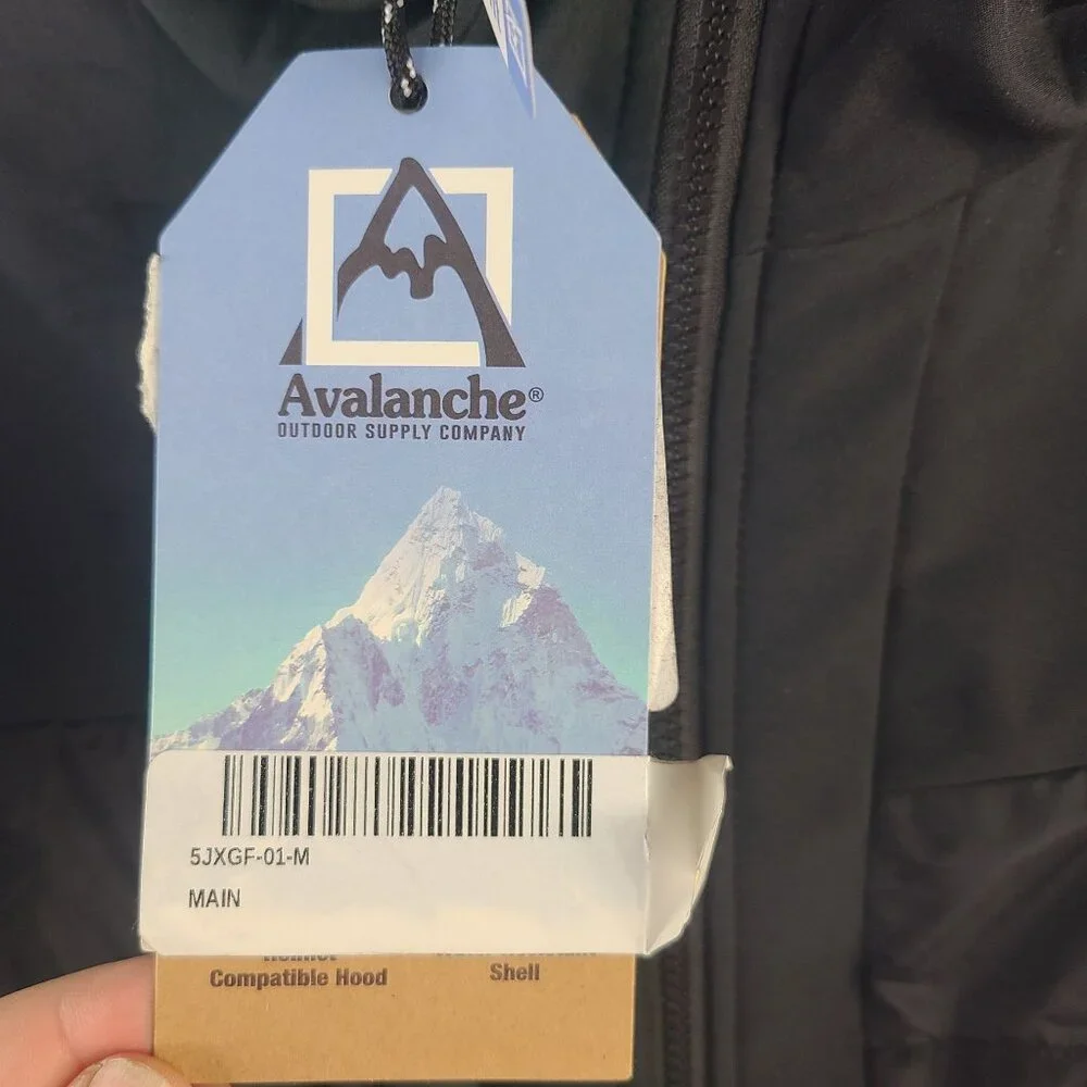 Avalanche Womens Water-Resistant Black Jacket With Hood & Ski Pass Pocket Sz M - Picture 2 of 11